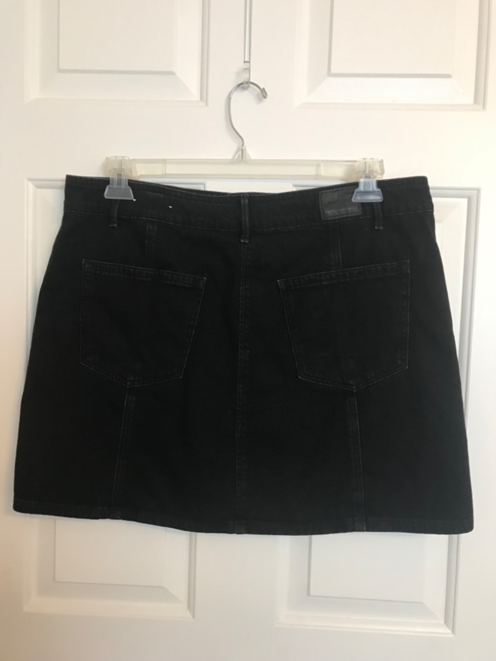 American Eagle Hi-Rise A-Line Button Front Jean Denim Skirt Size 16 Black - Picture 3 of 8